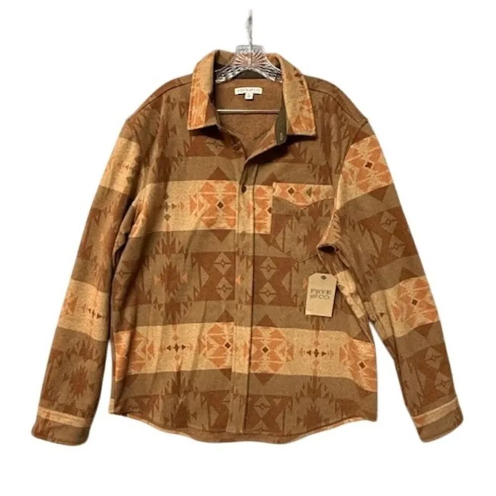 New Frye & Co. Mens XL Long Sleeve Button Up Autumn Knit Flannel Shirt